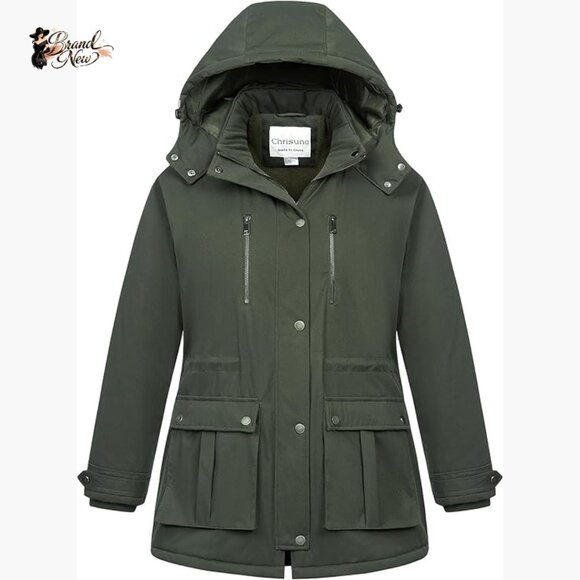 Insulated Waterproof Fleece Lined Winter Parka Jacket with Detachable Hood